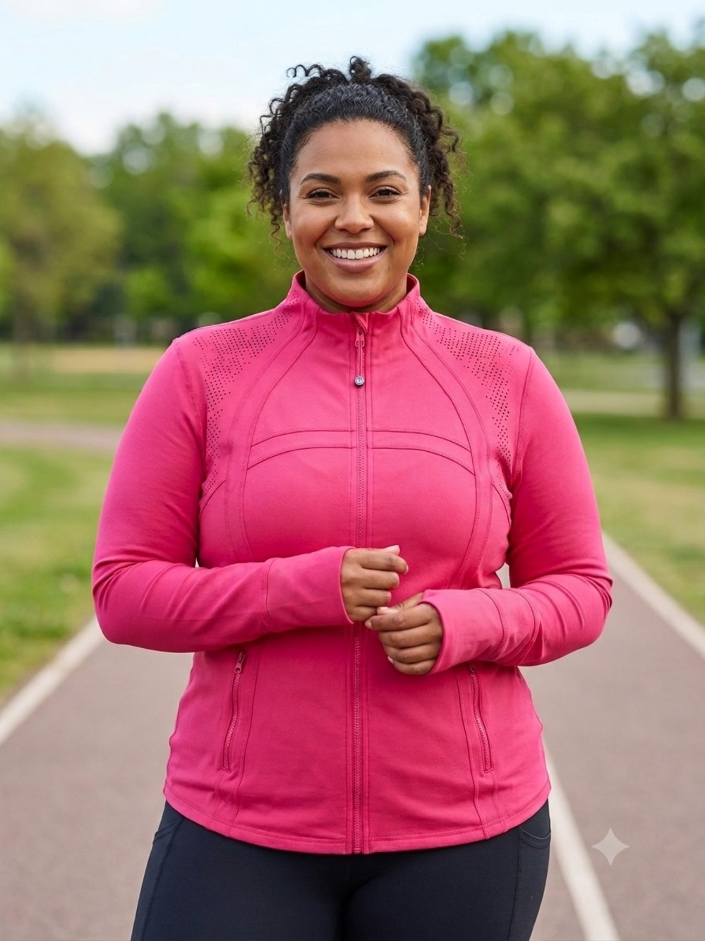 Tangerine Women's Full Zip Jacket XXL Pink Perforated Athletic Running Yoga